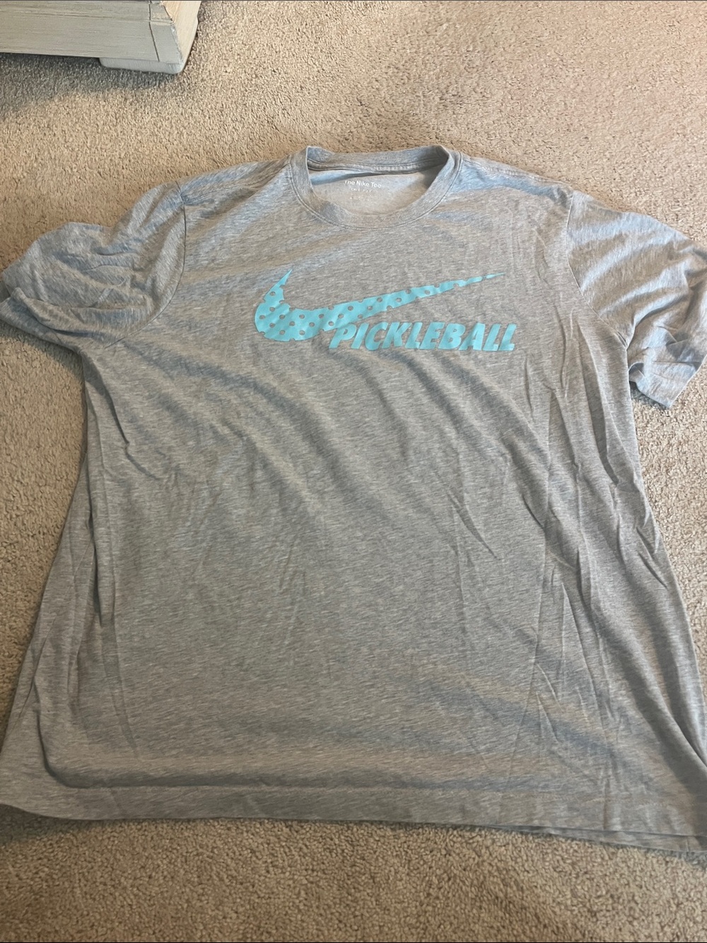 Nike Gray Tee with Turquoise Pickleball Swoosh